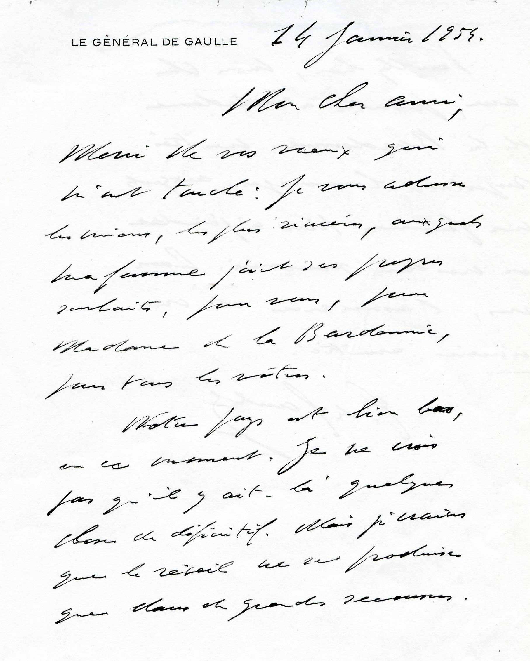 Lettre De Gaulle 1954